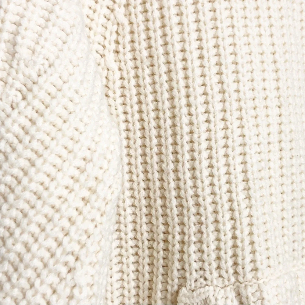 J Crew cream chunky merino wool pull over turtleneck sweater